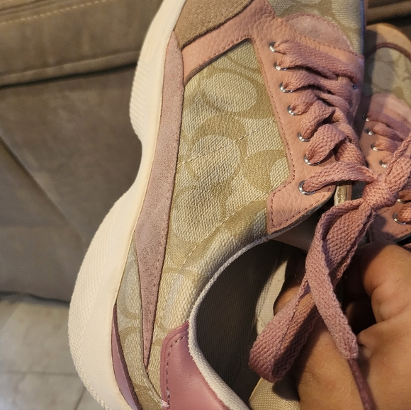 Coach Tech Runner Pink Beige Signature Lace Up Sneakers Size 10 - Picture 7 of 7